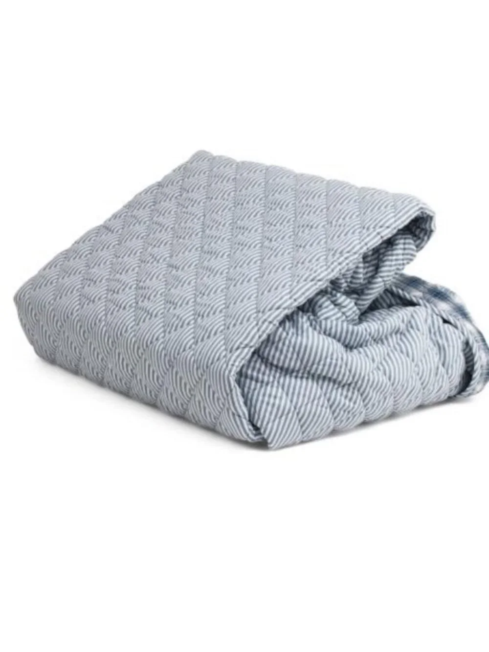 Brooks Brothers Navy and White Plaid Reversible Quilt Set
